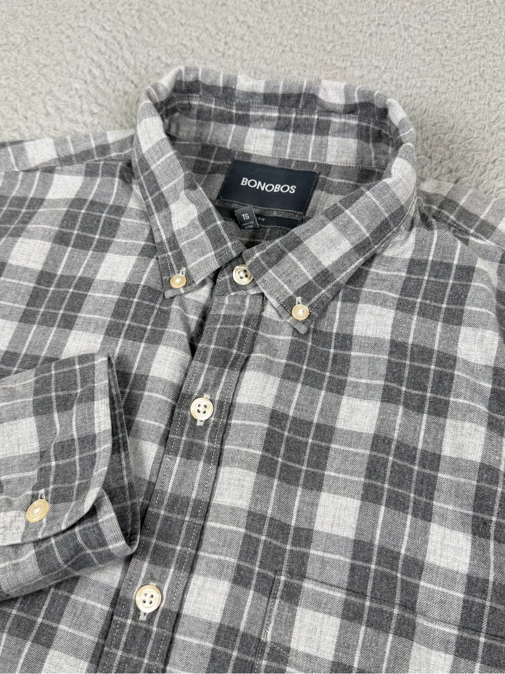 Bonobos Shirt Mens XL Gray Plaid Slim Fit Button Down Long Sleeve Cotton Preppy